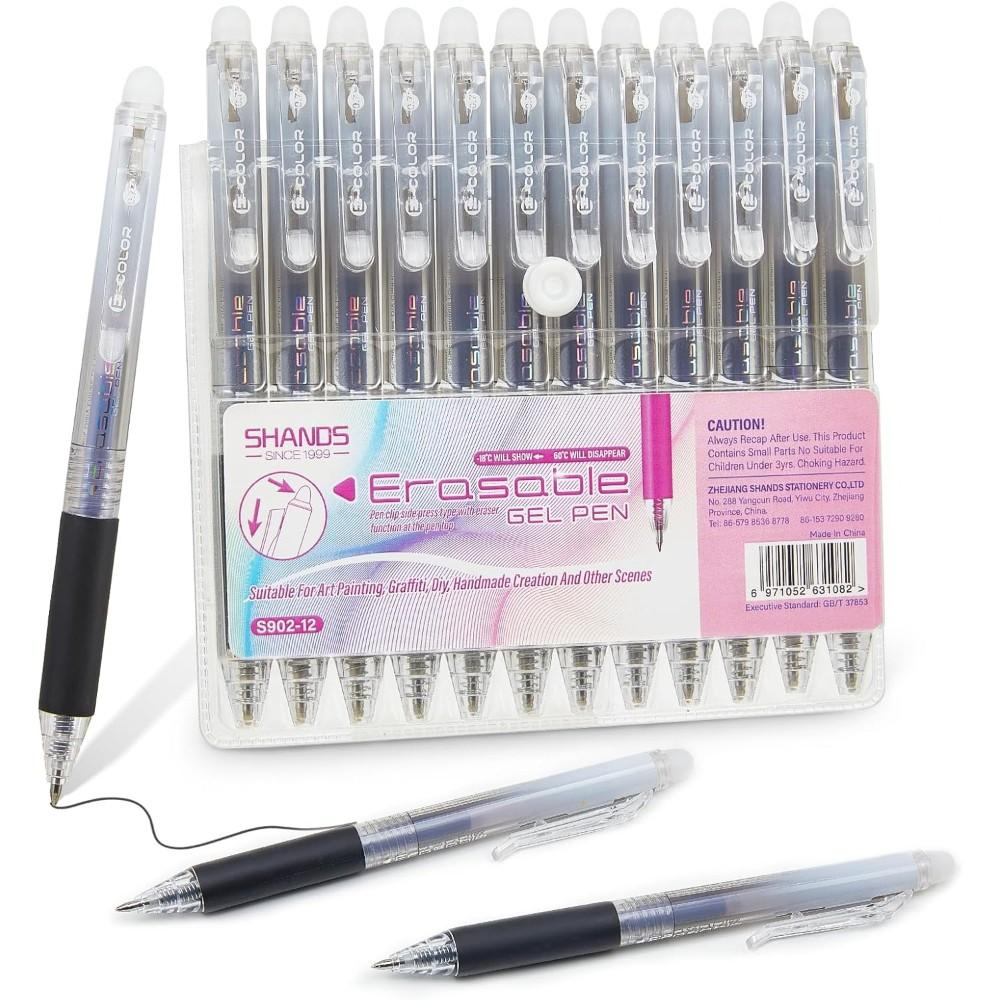 Retractable Eraser Pen Click - Набор из 12 стираемых гелевых ручек